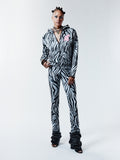 ZEBRA BITE FLARE PANTS - WHITE